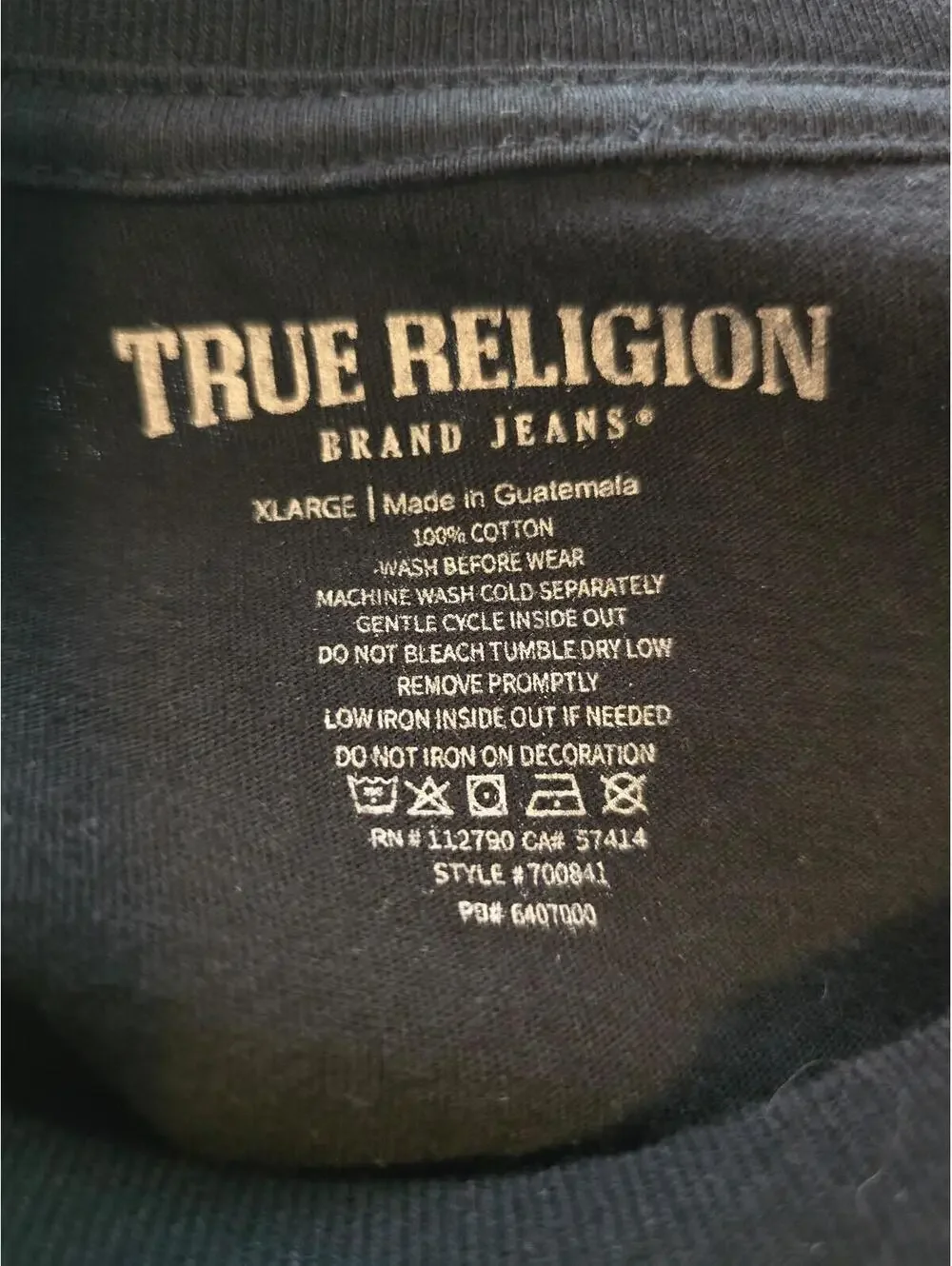 True Religion 100% Cotton Black Men’s Tee Shirt (XL)